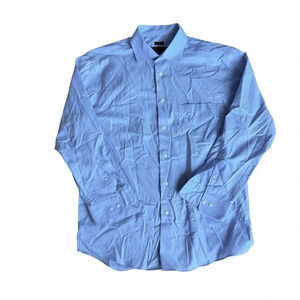 Pronto Uomo Blue Non-iron Dress Shirt Long Sleeve Button Down Sz 16 1/2 32/33